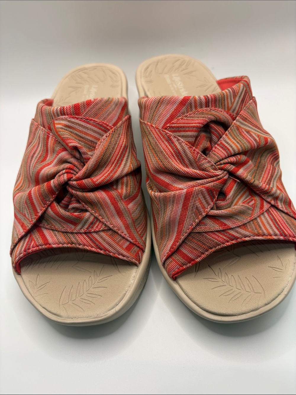 Life Stride Women's Smile 3 Multicolor Striped Knot Slide Sandals